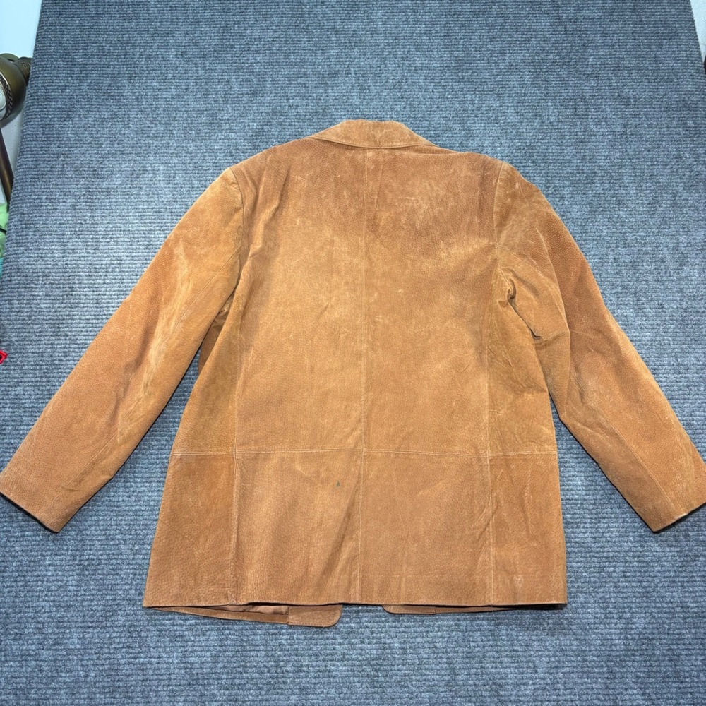 Savannah Tan Brown Genuine Suede Leather Blazer Jacket Single Button Womens 12 - Picture 4 of 5
